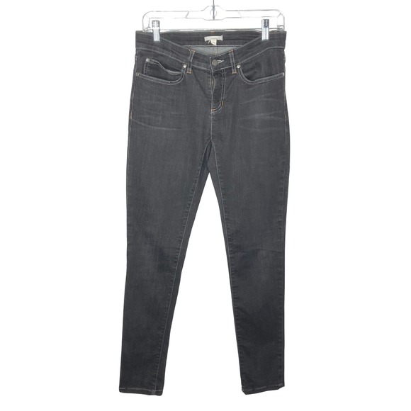 Eileen Fisher Denim - Eileen Fisher Black Denim Taper‎ Leg Jean Contrast Stitching Cotton Size 4